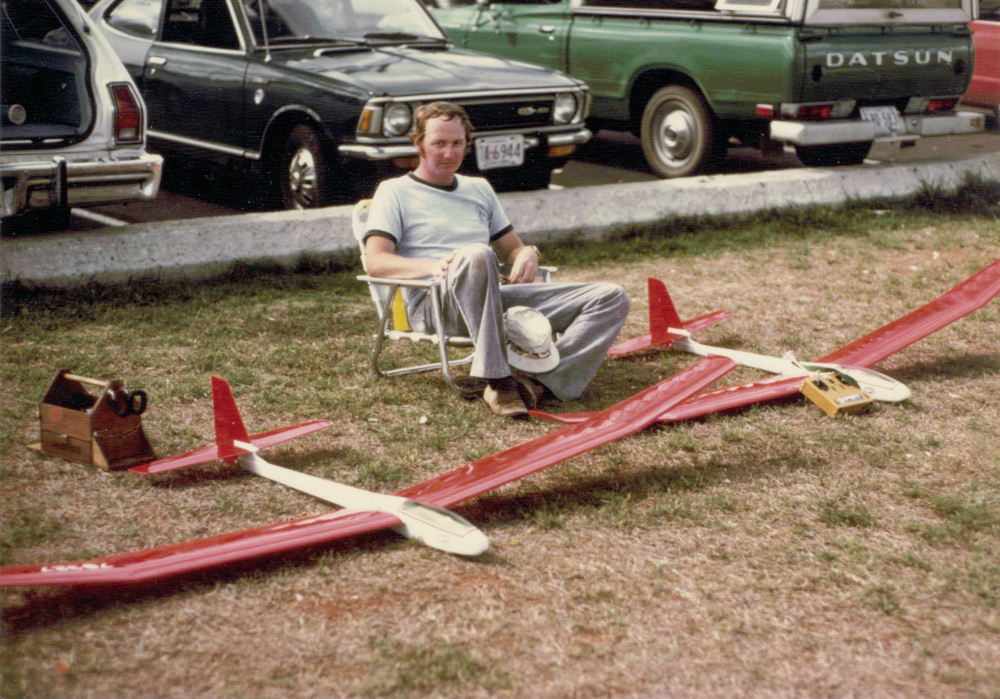 1977 December - Dave Wartel with his two Aquilas
