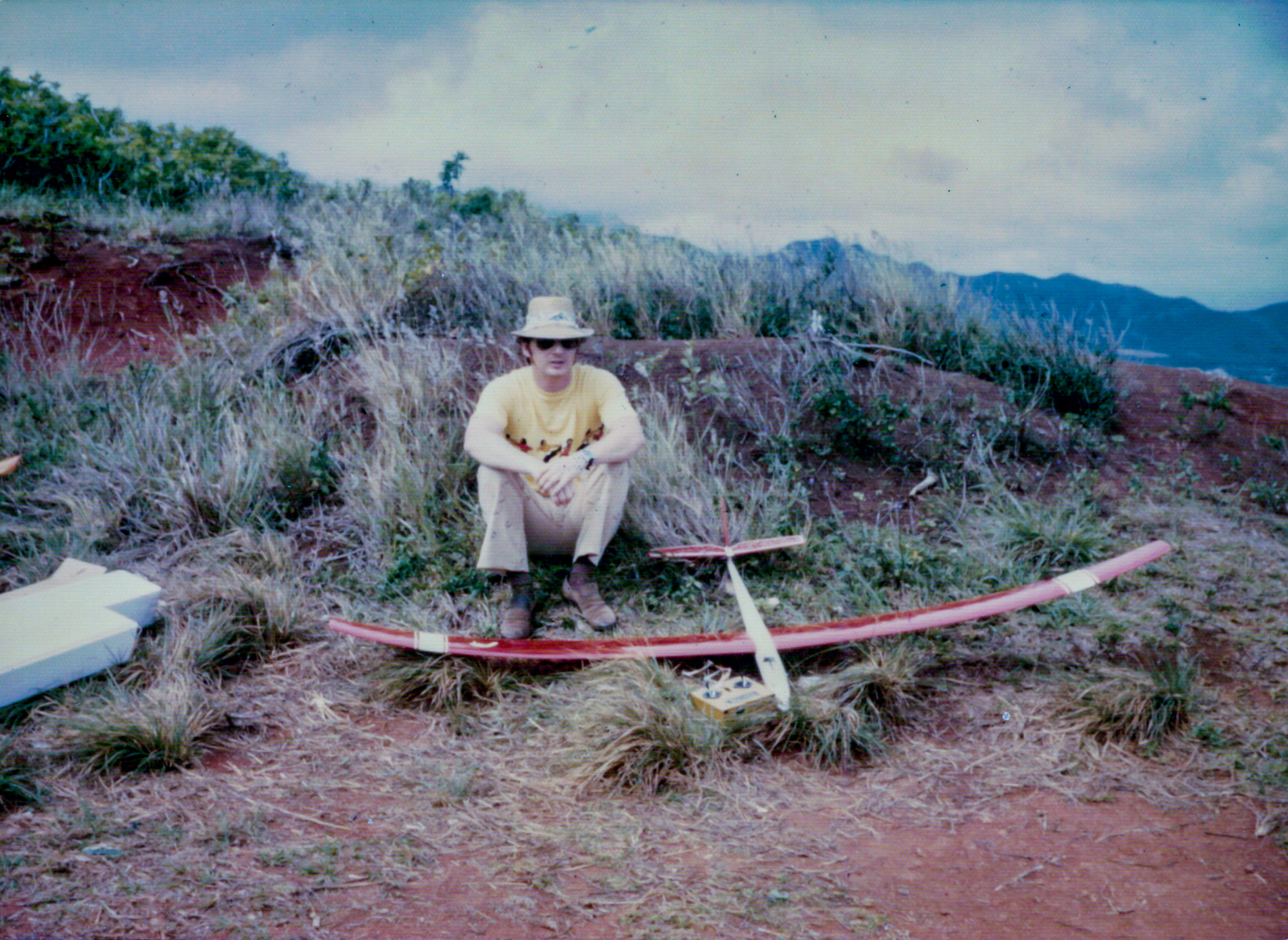 1970s - Dave Wartel on slope with Hobie Hawk
